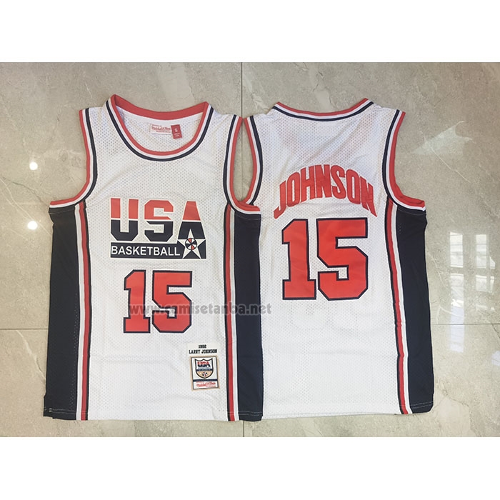Camiseta USA 1992 James Johnson #15 Blanco